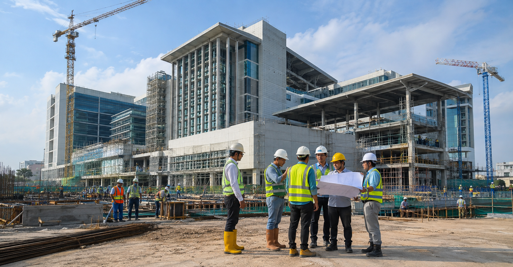 Gedung modern sebagai latar layanan perusahaan