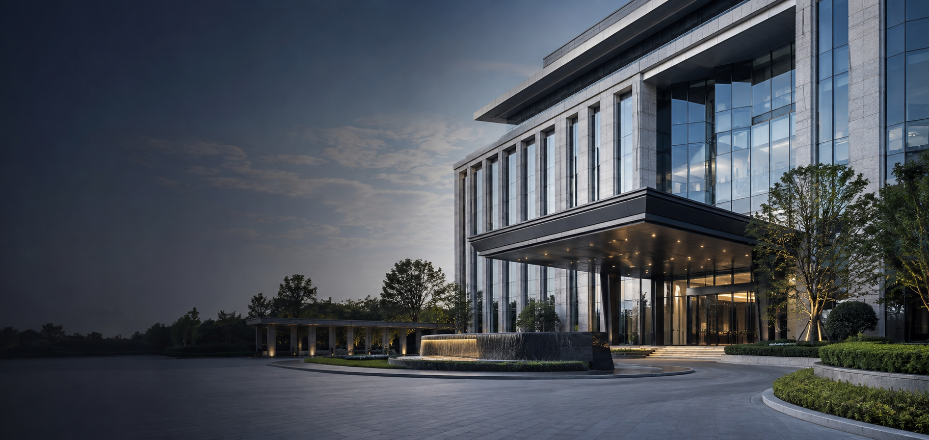 Gedung perusahaan modern dan profesional